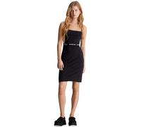 Calvin Klein Jeans Damen Kleid Logo Elastic Strappy schmale Träger, Schwarz (Ck Black), S