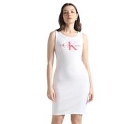 Calvin Klein Damen Kleid Rib Tank Dress Ärmellos, Weiß (Bright White), M