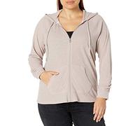 Calvin Klein Damen Langärmeliger Kapuzenpullover mit Reißverschluss vorne Jacke, Evening Sand, XL