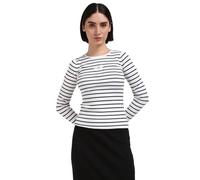 Calvin Klein Damen Langarmshirt Woven Label Tight Sweater ohne Kapuze, Mehrfarbig (Ck Black/Bright White Striped), L