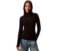 Calvin Klein Damen Langarmshirt Woven Turtleneck mit Rollkragen, Schwarz (Black), XXS