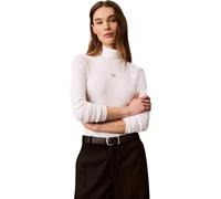 Calvin Klein Damen Langarmshirt Woven Turtleneck mit Rollkragen, Weiß (Bright White), S