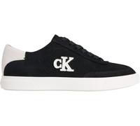 Plateausneaker CALVIN KLEIN "LOW PRO CUPS WT SUEDE MG", Herren, Gr. 42, schwarz, weiß, Veloursleder, unifarben mit Farbeinsatz, Schuhe Plateausneaker, Halbschuh, Schnürschuh, Freizeitsneaker mit seitl