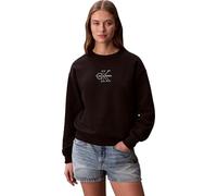 Sweatshirt CALVIN KLEIN JEANS "FOIL CREW SWEATSHIRT", Damen, Gr. S (38), schwarz, Sweatware, Obermaterial: 100% Baumwolle, unifarben, regular fit normal, Rundhals, eingesetzt Rippbündchen, Sweatshirts
