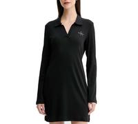 Calvin Klein Damen Ls Monologo Rib Polo Mini Dress Lv047d214g Kleider, Black (Black), XL