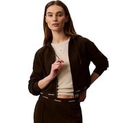 Kapuzensweatjacke CALVIN KLEIN "LOGO WAIST CROPPED", Damen, Gr. L, braun (schwarz coffee), Sweatware, Obermaterial: 100% Baumwolle, unifarben, taillenbedeckt, Rundhals, Bündchen, Sweatjacken, mit Kapu