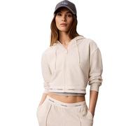 Kapuzensweatjacke CALVIN KLEIN "LOGO WAIST CROPPED", Damen, Gr. XL, beige (vanilla heather), Sweatware, Obermaterial: 100% Baumwolle, unifarben, taillenbedeckt, Rundhals, Bündchen, Sweatjacken, mit Ka