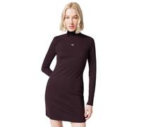 Calvin Klein Damen Ls Woven Label 2x2 Rib Mini Dres Lv047e204g Kleider
