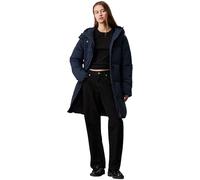 Calvin Klein Damen Mantel Logo Belt Long Puffer mit Gürtel, Blau (Ink), XL
