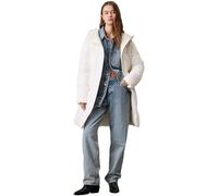 Calvin Klein Damen Mantel Logo Belt Long Puffer mit Gürtel, Weiß (Ivory), M