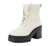 Calvin Klein Damen Mid Boot Stiefel Chunky Heeled Zip mit Absatz, Elfenbein (Eggshell/Black), 37