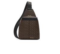 Calvin Klein Damen Millie for Women - Vegan Leather Monogram Backpack, 2 Pockets Myra Convertible Sling Rucksack, Braun/Khaki/Schwarz