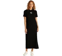 Calvin Klein Damen Monologo Long Rib Tee Dress J20j225543 T-Shirt-Kleid