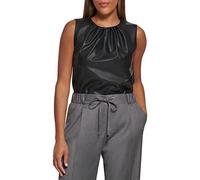 Calvin Klein Damen Pleat Neck Sleeveless Blouse Tanktop/Cami Shirt, Schwarz, 42