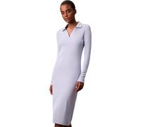Calvin Klein Damen Polokleid Woven Label Midi Gerippt, Blau (Casual Blue), XS