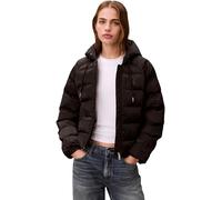 Calvin Klein Damen Pufferjacke Satin Lightweight mit Kapuze, Schwarz (Black), L