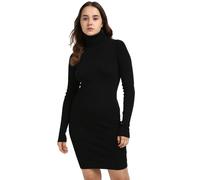 Calvin Klein Damen Pullover-Kleid Woven Label Tight Sweater Dress mit Rollkragen, Schwarz (Ck Black), XS