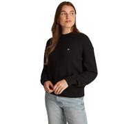 Calvin Klein Damen Pullover Monogram Embro Crewneck Sweater Baumwolle, Schwarz (Ck Black), XS