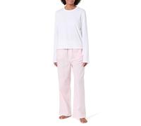 Calvin Klein Damen Pyjama-Set Lang, Mehrfarbig (Classic White W Potpourri), M