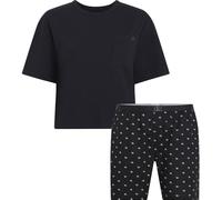 Calvin Klein Damen Pyjama-Set Short Set Kurz, Schwarz (Black Top/Diamond Logo Short), L