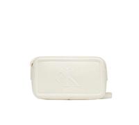 Mini Bag CALVIN KLEIN "BOLD CK CAMERA BAG", Damen, Gr. B/H/T: 48cm x 28cm x 17cm, weiß (lily weiß), Lederimitat, unifarben, Taschen, kleine Damen-Umhängetasche, Schultertasche, Kamerabag mit CK-Logo (