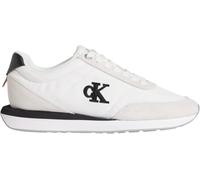 Keilsneaker CALVIN KLEIN "RETRO RUNNER ESS MIX MAT", Damen, Gr. 39, weiß, schwarz, Textil, Veloursleder, kontrastfarbene Details, Schuhe, Schnürschuh, Halbschuh, Freizeitschuh mit leichter Laufsohle (