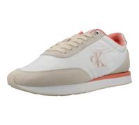 Sneaker CALVIN KLEIN JEANS "RETRO RUNNER ESS MIX MAT", Damen, Gr. 40, weiß, beige, rose, Leder, Textil, kontrastfarbene Details, Schuhe Sneaker, Schnürschuh, Runner-Sneaker, Freizeitschuh mit seitlich