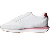 Keilsneaker CALVIN KLEIN "RETRO RUNNER ESS MIX MAT", Damen, Gr. 37, weiß, rose, Textil, Veloursleder, kontrastfarbene Details, Schuhe, Schnürschuh, Halbschuh, Freizeitschuh mit leichter Laufsohle (923