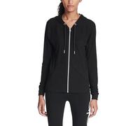 Calvin Klein Damen Ruched Long Sleeve Zip Front Hoodie Jacke, Schwarz, L