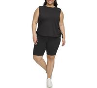 Calvin Klein Damen Ruched Side Tie Tank Top T-Shirt, Schwarz, 3X