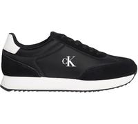 Calvin Klein Damen Runner Sneaker Laceup aus Leder, Schwarz (Black/Bright White), 39