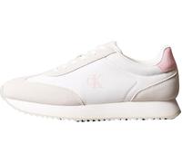 Calvin Klein Damen Runner Sneaker Laceup aus Leder, Weiß (Bright White/Sweet Pink), 39
