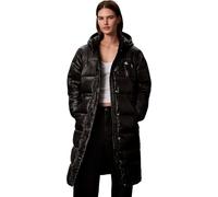 Steppmantel CALVIN KLEIN "SHINE LONG PUFFER", Damen, Gr. XL, schwarz, Web, Obermaterial: 100% Nylon. Futter: 100% Polyester. Füllung: 100% Polyester, unifarben, regular fit lang, Rundhals, eingesetzt 
