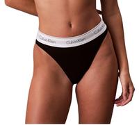 Calvin Klein Damen Slip Bikini Form High Leg mit Logobund, Schwarz (Black), S