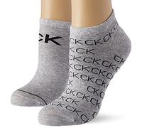 2er Pack Calvin Klein All-Over-Logo Sneakersocken Damen 003 - light grey melange