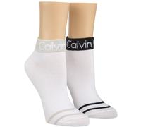 2er Pack Calvin Klein Logo Quarter Socken Damen 002 - white