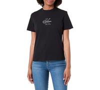 Calvin Klein Damen Ss Clasic Monologo Tee LV047F831G Graphic Tees, Schwarz, XL