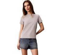 T-Shirt CALVIN KLEIN JEANS, Damen, Gr. S, heroic grau heather, Web, Obermaterial: 100% Baumwolle, klassisch, Rundhals, eingesetzt abgesteppte Kante, Shirts T-Shirt, Regular fit mit Rundhalsausschnitt