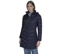 Calvin Klein Damen Steppmantel mit Kapuze, Chevron-Steppdecke, schlankmachend, lange Winterjacke, Bold Blue, S