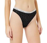 Calvin Klein Damen String High Leg Thong mit Spitze, Schwarz (Black), XS
