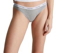 Calvin Klein Damen String mit Logobund, Grau (Grey Heather), XL