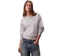Sweatshirt CALVIN KLEIN JEANS "LS ARCHIVE LOGO FRENCH TERRY RLX", Damen, Gr. M (40), grau (history grau heather), Web, Obermaterial: 86% Baumwolle, 14% Polyester, unifarben, regular fit normal, Rundha