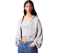 Calvin Klein Damen Sweatshirt mit Reißverschluss French Terry Badge Logo aus Baumwolle, Grau (Bc06 Grey Heather), M