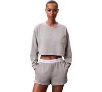 Calvin Klein Damen Sweatshorts Logo Jersey mit Logobund, Grau (Grey Heather), S
