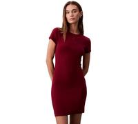 Calvin Klein Damen T-Shirt Kleid Mini mit Rundhalsausschnitt, Rot (Magenta Jewel), XS
