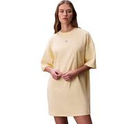 Calvin Klein Damen T-Shirt Kleid Woven Label Oversized Fit, Gelb (Pear Sorbet), S