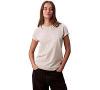 Calvin Klein Damen T-Shirt Kurzarm Archive Jersey Tee mit Rundhalsausschnitt, Beige (Vanila Heather), L