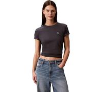 T-Shirt CALVIN KLEIN JEANS "SS MONOGRAM CREW TEE", Damen, Gr. S, ebony, Single Jersey, Obermaterial: 100% Baumwolle, regular fit normal, Rundhals, eingesetzt abgesteppte Kante, Shirts T-Shirt, Mit Run