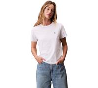 T-Shirt CALVIN KLEIN JEANS "Archive Jersey Crew Tee EU", Damen, Gr. S (38), weiß (brilliant weiß), Single Jersey, Obermaterial: 100% Baumwolle, unifarben, regular fit normal, Rundhals, eingesetzt abge