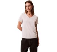 Calvin Klein Damen T-Shirt Kurzarm Archive Jersey Tee mit V-Ausschnitt, Elfenbein (Ba01 Grey Heather), S